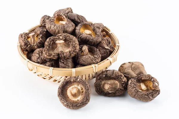 Dried Shiitake Mushrooms Basket — Stock Photo, Image