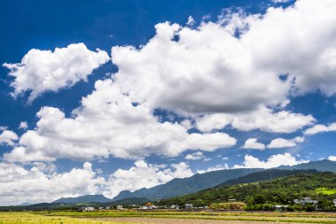 Mavi gökyüzü ve bulutlu arka plan