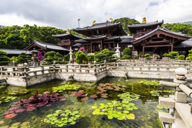 Chi Lin Nunnery, Kowloon Hong Kong Diamond Hill 'deki Nan Lian Garden' da. Bahçe şehrinde Japonya ve Çin pagoda mimarisi