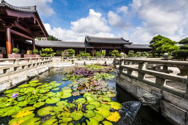 Chi Lin Nunnery, Kowloon Hong Kong Diamond Hill 'deki Nan Lian Garden' da. Bahçe şehrinde Japonya ve Çin pagoda mimarisi