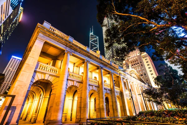Het Old Supreme Court Building Buitenkant Met Wolkenkrabber Achtergrond Hong — Stockfoto