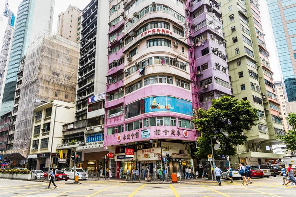 Uitzicht Straat Wijk Wan Chai Wan Chai Een Van Drukste — Stockfoto