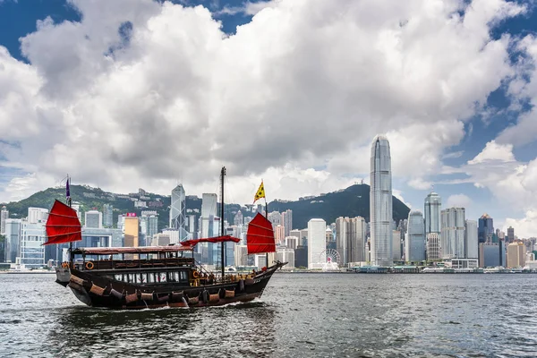 Antiguo Velero Chino Duk Ling Victoria Harbour Hong Kong — Foto de Stock