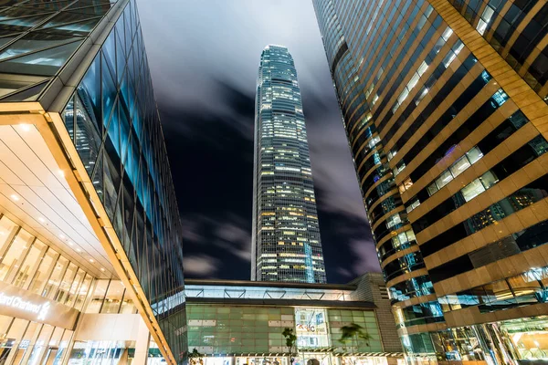 Uitzicht Nacht Van Hong Kong Centraal Moderne Zakelijke Gebouwen Hong — Stockfoto