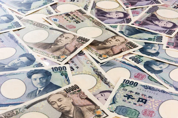 Japon para birimi yen banknotlarının yakın plan çekimi