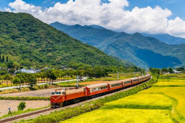 Chu-Kuang Ekspres treni Taitung, Tayvan 'ın güzel kırsalını geziyor.