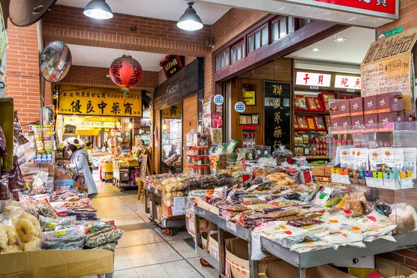 Вид Улицу Дихуа Традиционный Рынок Тайбэе Тайвань Известный Туристический Центр — стоковое фото