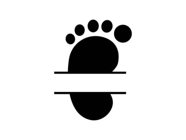 Bebek ayak izi bölünmüş kare monogramı. Poster veya afiş için vektör illüstrasyonu.