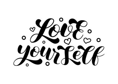 Harfleri fırçalarken kendini sev. Kart veya poster için vektör stok illüstrasyonu