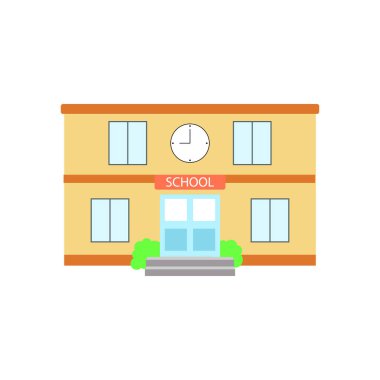 Bej rengi yüksek okul. Düz vektör stok illüstrasyonu