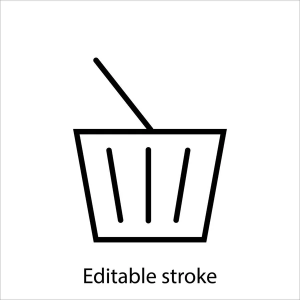 Shopping Basket Outline Icon Customizable Linear Contour Symbol Editable Stroke — Stock Vector