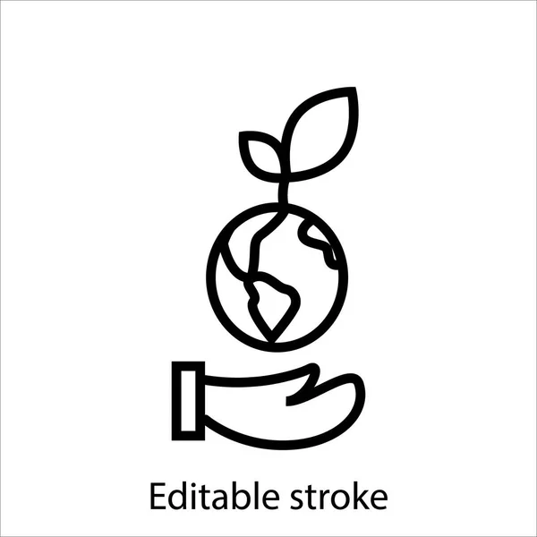 Enviroment Care Outline Icon Customizable Linear Contour Symbol Editable Stroke — Stock Vector