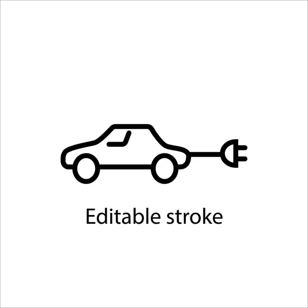 Icoon Voor Elektrische Auto Aanpasbare Lineaire Contour Symbool Bewerkbare Beroerte — Stockvector