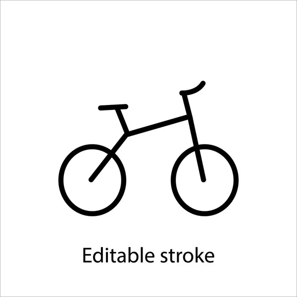 Bicycle Outline Icon Customizable Linear Contour Symbol Editable Stroke Isolated — Stock Vector