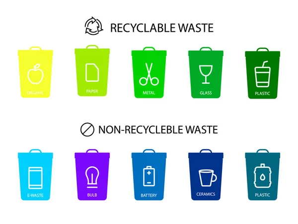 Separate Garbage Collection Farbsymbol Mülltrennung Rettet Den Planeten Essbarer Schlaganfall — Stockvektor