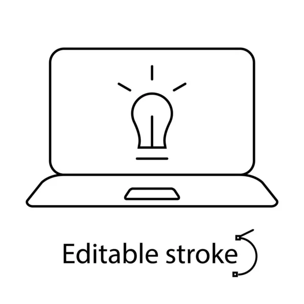 Laptop Light Bulb Outline Icon Computer Problem Laptop Repairs Customizable — Vector de stock