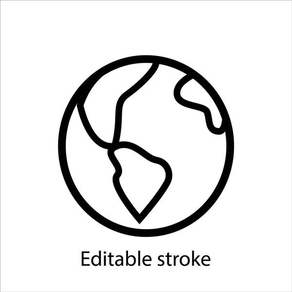 Earth planet outline icon. Customizable linear contour symbol. Editable stroke — Stock Vector