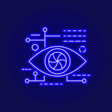 Siberpunk göz çizgisi ikonu. Robot teknolojisiyle gelecek. Bio-robot aletleri. İnsan yüksek teknoloji implantları