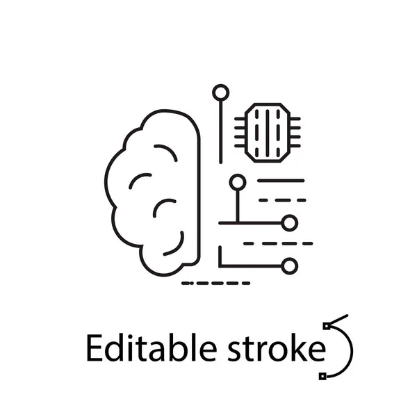 Digital brain outline icon. Microchip in the brain. Microcircuit in human head — Stock Vector
