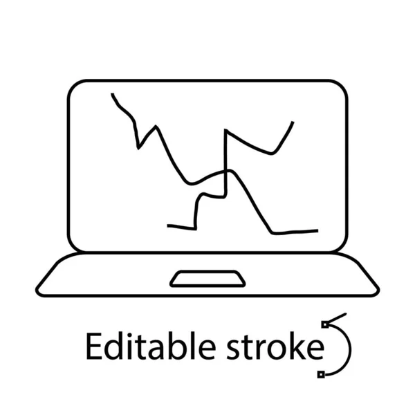 Icono Contorno Pantalla Roto Portátil Problema Informático Reparaciones Computadoras Portátiles — Vector de stock