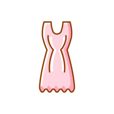 Pembe ev yapımı düz elbise ikonu. Rahat ev kıyafetleri. Kadın geceliği. Renk dolu sembol. İzole vektör stok illüstrasyonu