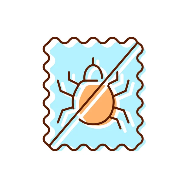 ダニ防虫フラットアイコン 生地の特徴 繊維産業 昆虫保護 色の記号 分離ベクトルストックイラスト — ストックベクタ