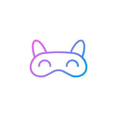 Uyku taslağı simgesi maskesi. Sevimli hayvan tasarımı. Ev ödevi ve uyku tulumu. Mor gradyan sembolü. İzole vektör stok illüstrasyonu