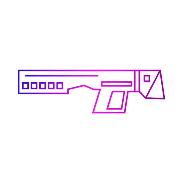 Ikona Obrysu Kyberpunkové Zbraně Futuristická Zbraň Science Fiction Hra Konfrontace — Stockový vektor