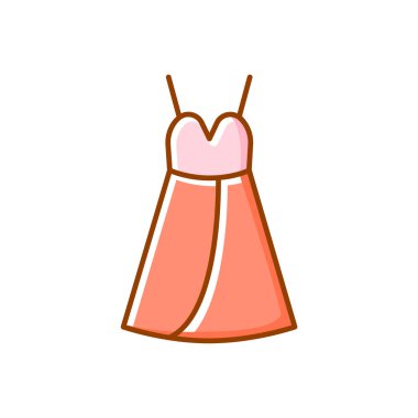 Kadın ev elbisesi düz simge. Bebek stili. Ev ödevi ve uyku tulumu. Renk dolu sembol. İzole vektör stok illüstrasyonu