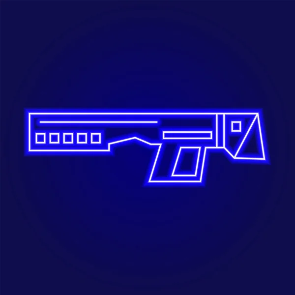 Icono de contorno de pistola cyberpunk. Arma futurista. Ciencia ficción, juego, confrontación entre humanos y robots. — Vector de stock