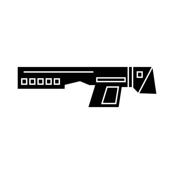 Cyberpunk Gun Glyph Icon Futuristic Weapon Science Fiction Game Black — Image vectorielle