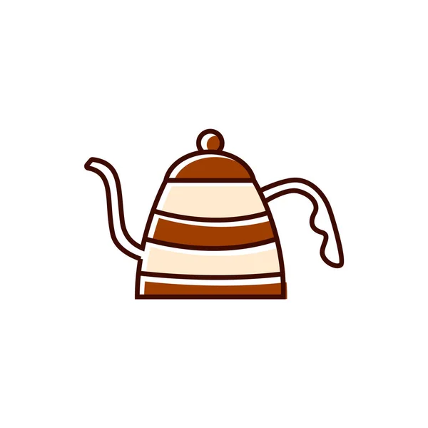 Kaffe Kettler Platt Ikon Färgfylld Symbol Isolerad Vektor Stock Illustration — Stock vektor