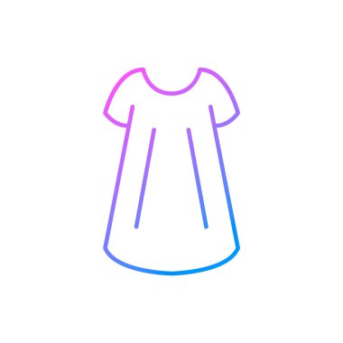 Bedensiz kadın giysisi taslak ikonu. Bebek stili. Ev ödevi ve uyku tulumu. Mor gradyan sembolü. İzole vektör stok illüstrasyonu