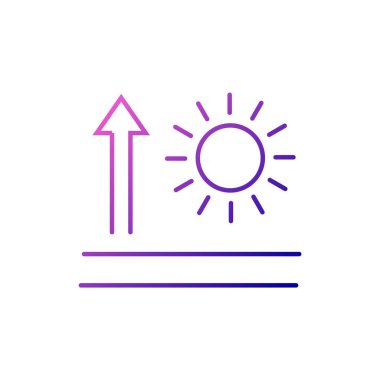 Yansıtıcı parçaların ana hatları simgesi olan malzeme. UV koruma kumaşı özelliği. Tekstil endüstrisi. Gradyan sembolü. İzole vektör stok illüstrasyonu