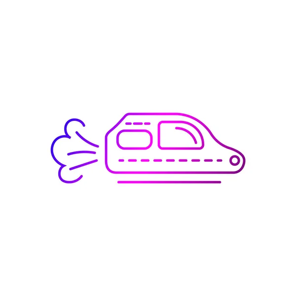 사이버 펑크의 날아다니는 자동차 아이콘 미래의 직선의 보라색등 상징입니다 — 스톡 벡터