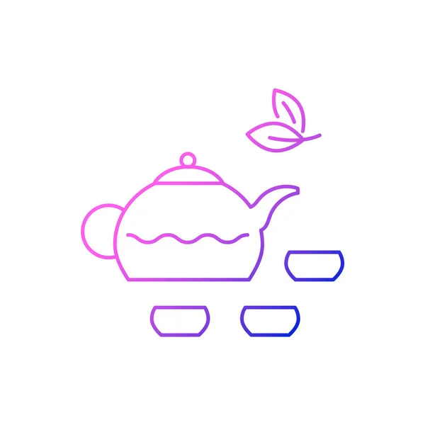Taiwanesische Teezeremonie Umreißen Symbol Teekanne Mit Tassen Vorhanden Chinesische Küche — Stockvektor