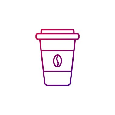 Coffee to go cup outline icon. Plastic cup for drink. Purple gradient symbol. Isolated vector stock illustration