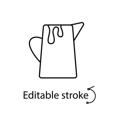 Milk jug outline icon. Creamer for coffee. Customizable linear contour symbol. Editable stroke. Isolated vector stock illustration