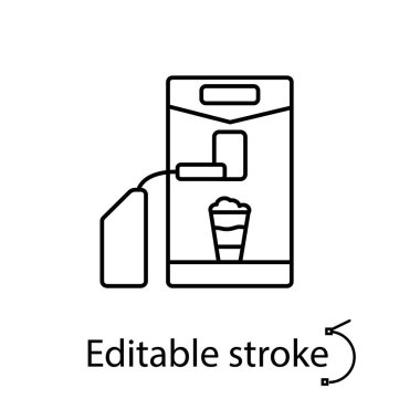 Cappuccino coffee machine outline icon. Customizable linear contour symbol. Editable stroke. Isolated vector stock illustration