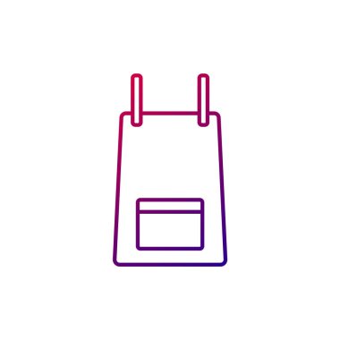 Kitchen apron outline icon. Barista clothes. Purple gradient symbol. Isolated vector stock illustration