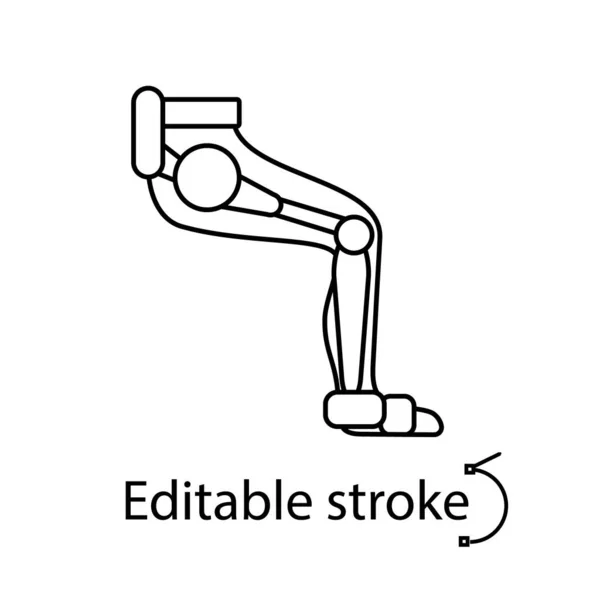 Muscular Leg Exoskeleton Outline Icon Futuristic Medicine Rehabilitation Help Customizable — Stock Vector