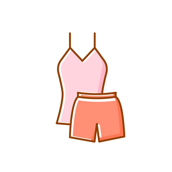 Inicio Traje Camiseta Pantalones Cortos Icono Plano Ropa Hogar Ropa — Vector de stock