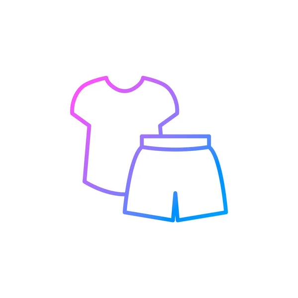 Tshirt Shorts Suit Outline Icon Homewear Sleepwear Purple Gradient Symbol — ストックベクタ