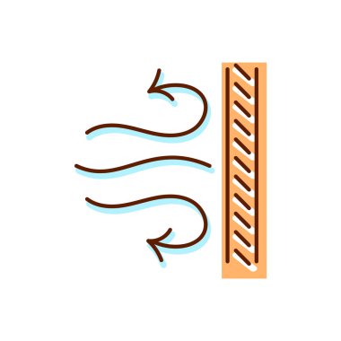 Rüzgâra dayanıklı tekstil simgesi. Kasırgaya dayanıklı kumaş. Fiberin farklı özellikleri. Renk sembolü. İzole vektör stok illüstrasyonu