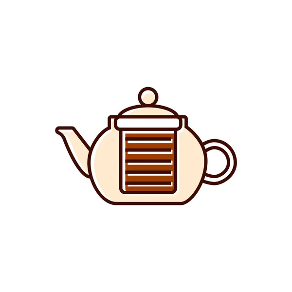 Kaffee Und Teeglas Wasserkocher Flach Symbol Teekanne Brauer Vorhanden Coffeeshop — Stockvektor