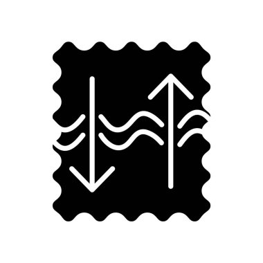 Nefes alınabilir ve dayanıklı tekstil sembolü. Kumaş özelliği. Tekstil endüstrisi. Siyah sembol. İzole vektör stok illüstrasyonu