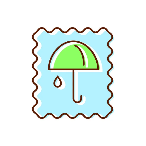 Waterproof Material Label Flat Icon Rain Cover Fabric Feature Textile — Stock Vector