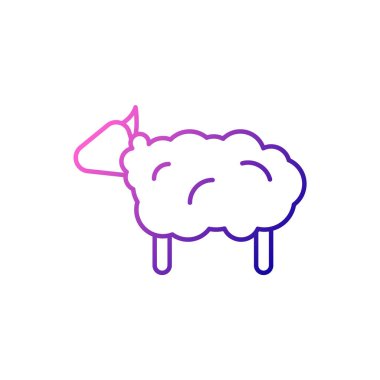 Sheep outline icon. Wool fabric feature. Textile industry. Material quality. Fiber type. Gradient symbol. Isolated vector stock illustration