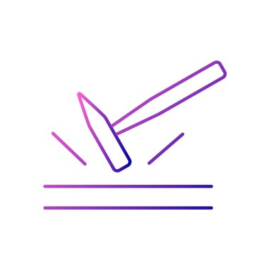 Hammer hits surface. Shockproof and durable material outline icon. Fabric feature. Textile industry. Fiber type. Gradient symbol. Isolated vector stock illustration