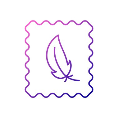 Hafif etiket taslak simgesi. Etikette tüy. Kumaş özelliği. Pürüzsüz tekstil. Gradyan simgesi